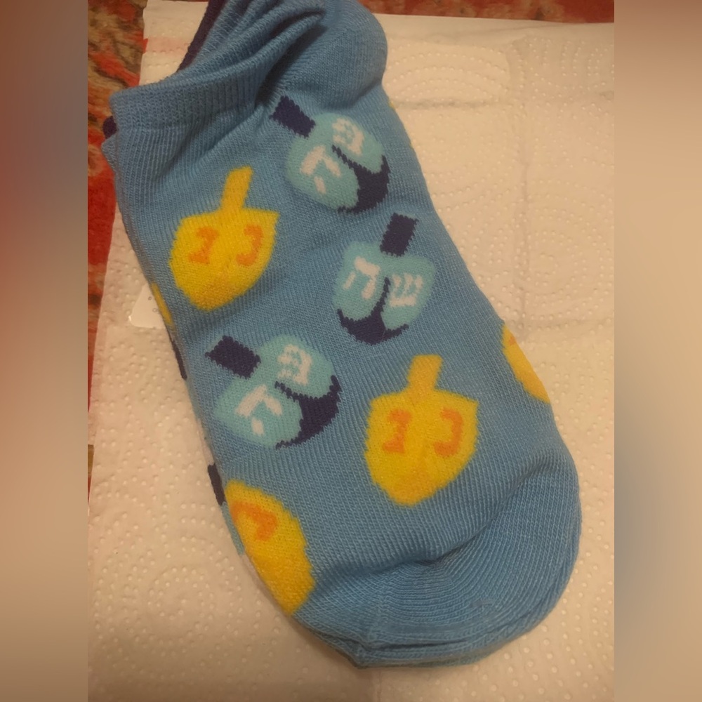 Celebrate It Blue and Gold Men’s Dradel Hanukkah Socks
